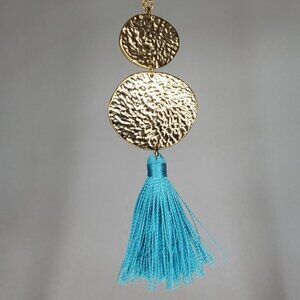 GORJANA, Phoenix Pendant Tassel Necklace NWOT - Aqua